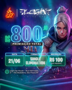 Arena Login x Arretados em SP: torneio de Valorant em 21 de junho