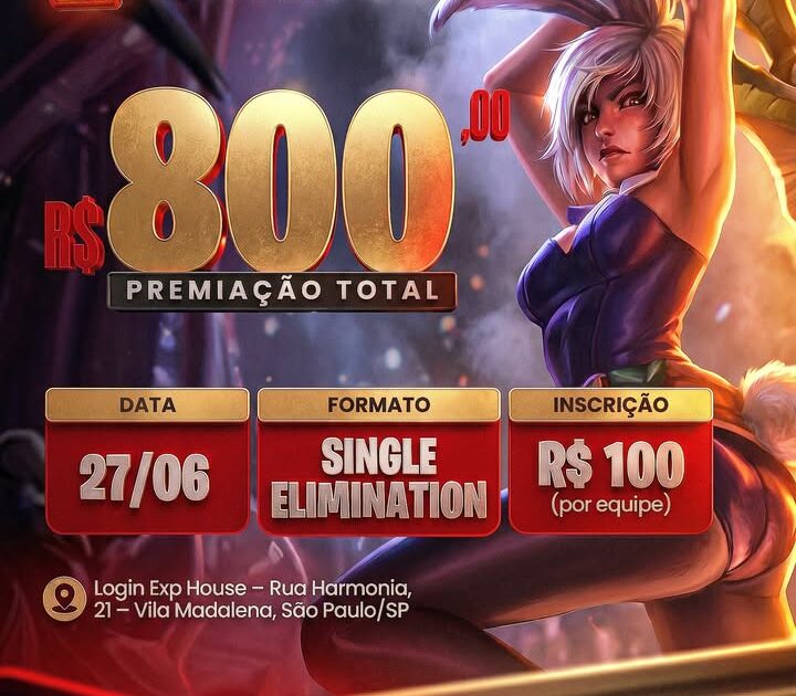 Arena Login x Arretados em SP: torneio de League of Legends em 27 de junho