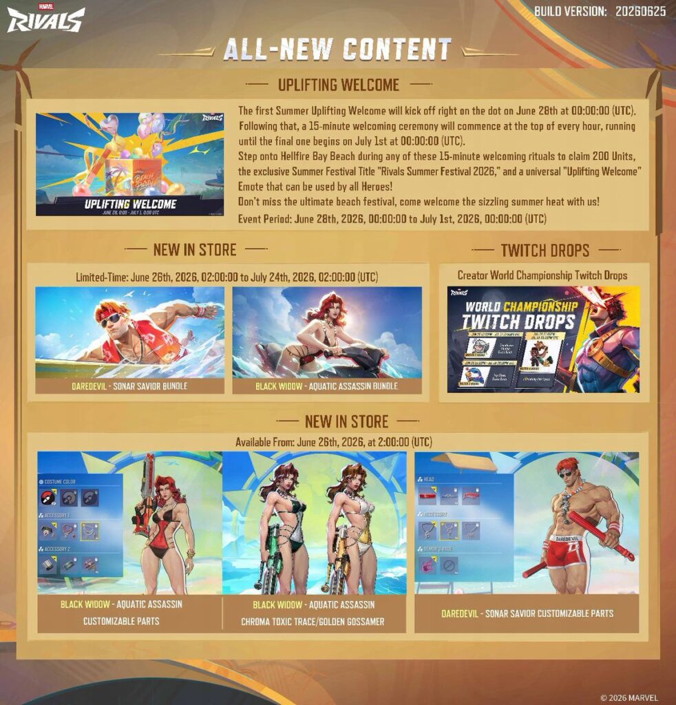 Marvel Rivals Patch 20260625 Summer Festival