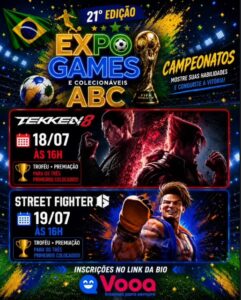 Expogames Tournament 7: campeonato presencial de Tekken 8 e Street Fighter 6, 18 e 19 de julho em São Paulo