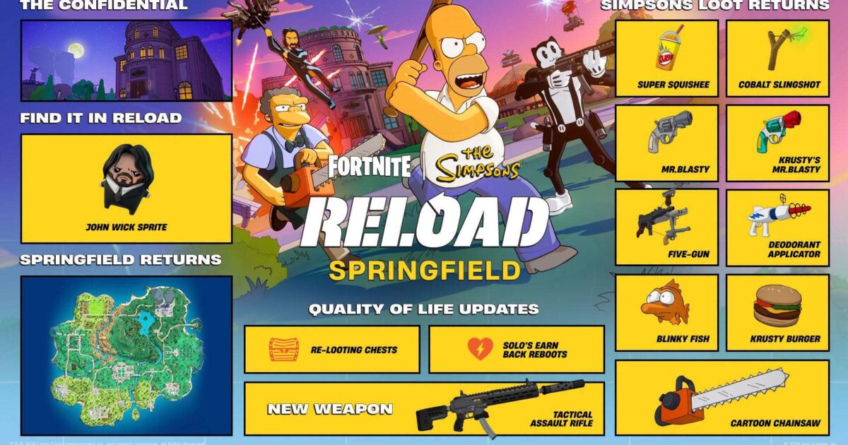 Fortnite Reload: Springfield retorna com John Wick em 30 de julho